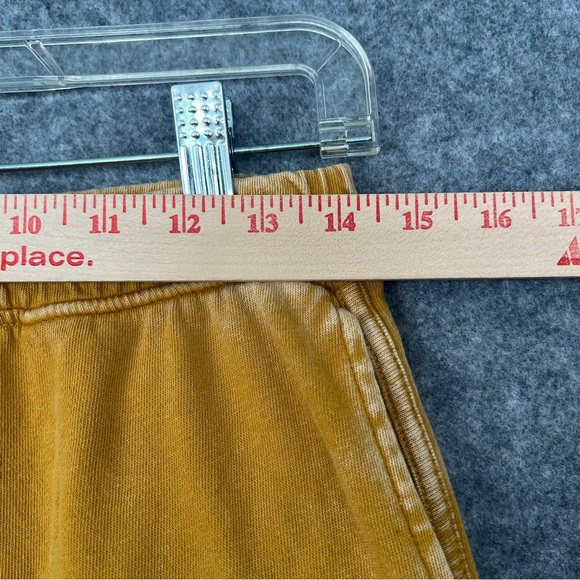 THREE BIRD NEST Mustard Yellow Cotton Wide Leg Cropped Sweatpants Size Large - Picture 6 of 11